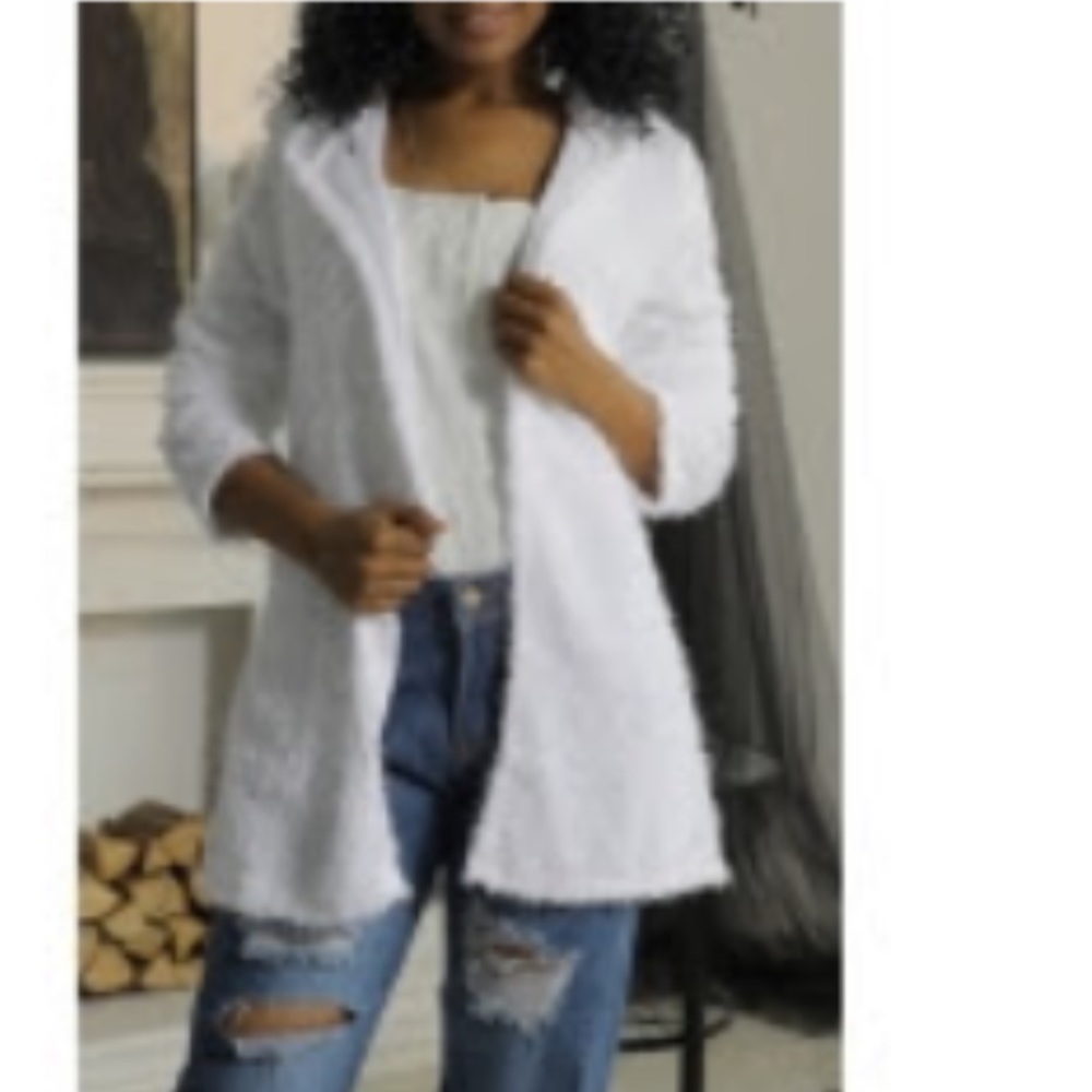 New white Cardigans with hood, soft fuzzy